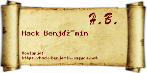 Hack Benjámin névjegykártya