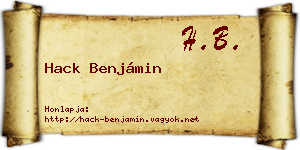 Hack Benjámin névjegykártya